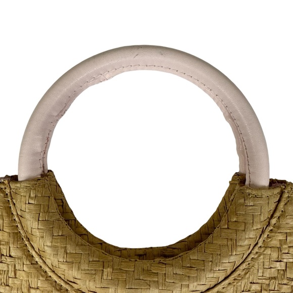 Juicy Couture Straw Tote Bag Round Handles Natural Pink - Picture 4 of 16